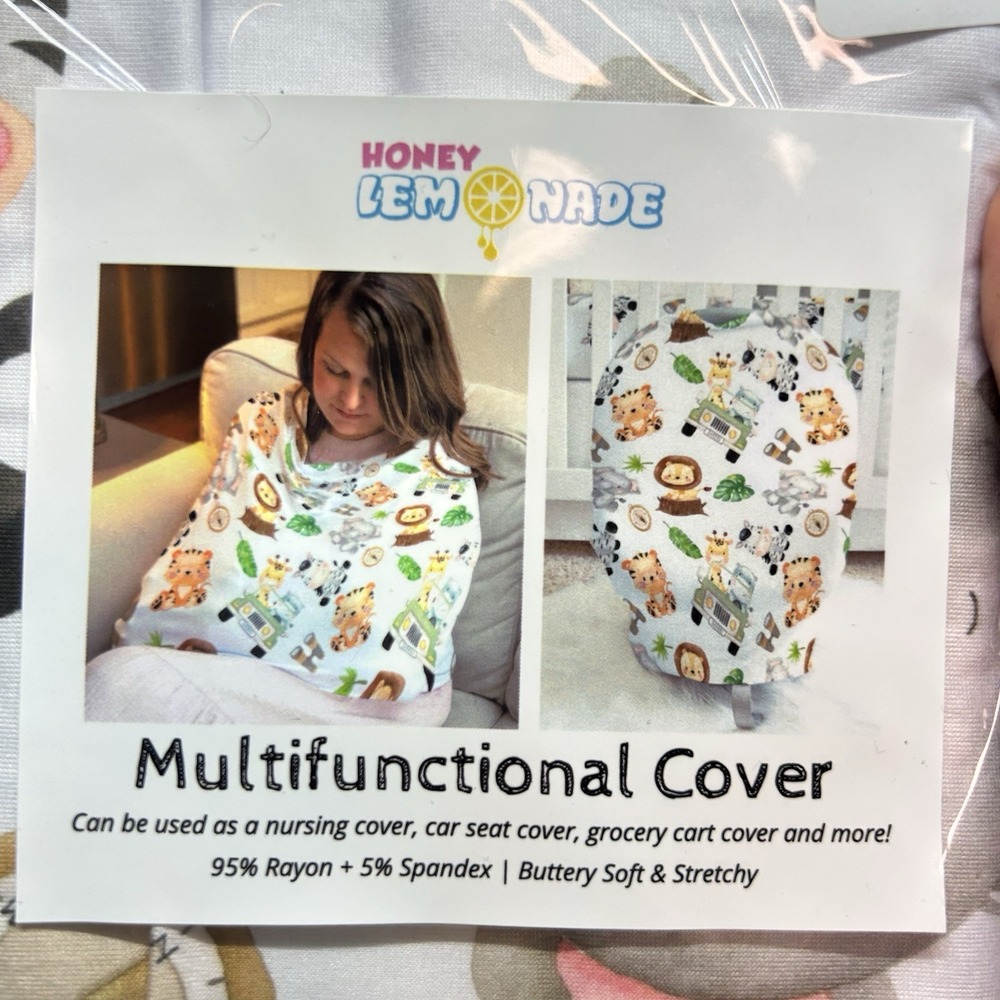 Brand New Car Seat/Nursing/Grocery Cart Cover 🐯Safari Print 🦁